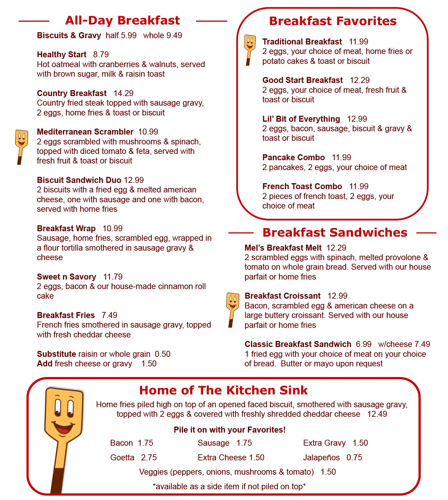 P&S Family Diner Menu 1