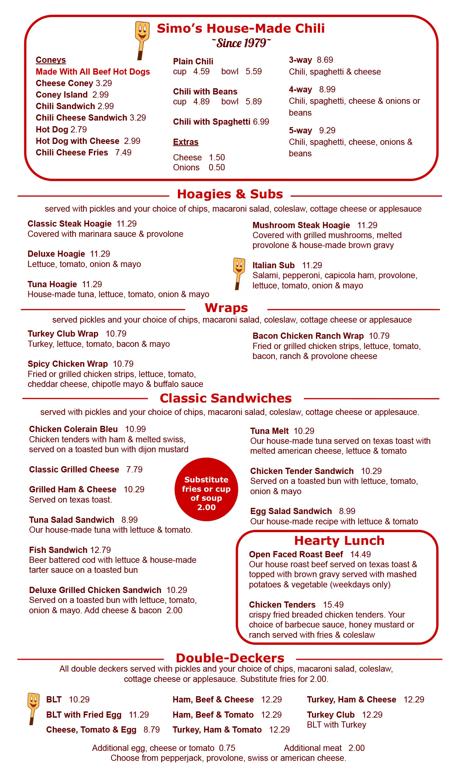 P&S Family Diner Menu 3