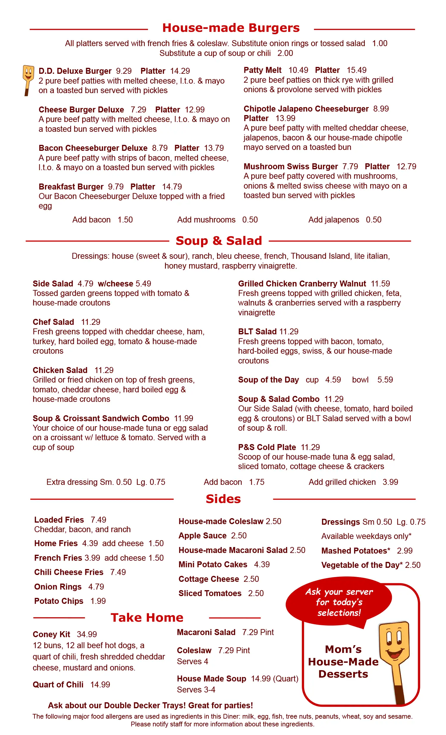 P&S Family Diner Menu 4